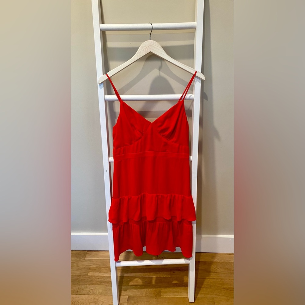 J. Crew Tiered Red Mini Dress - Adjustable Straps - Size 6
